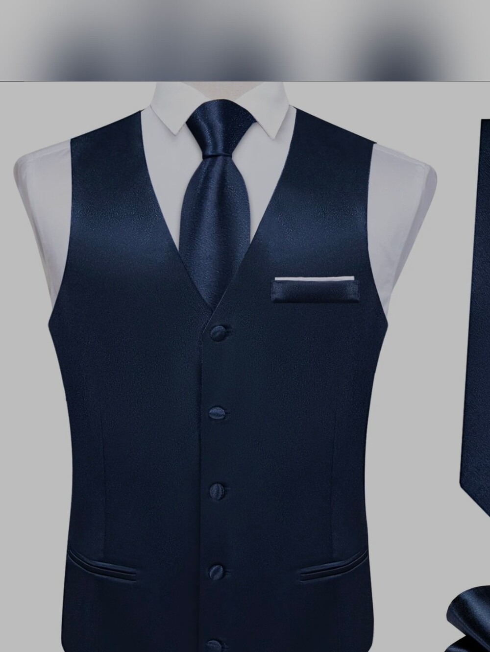 Ties2you Men's Blue Silk Vest Tie Cufflinks Pocket Square Set 42R/L